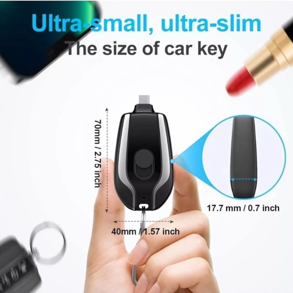 Mini Keychain Power Bank 1500mAh Battery for iPhone Android Phone Portable - Picture 2 of 6